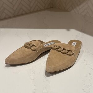 Steve Madden Beige Suede Chain Mules